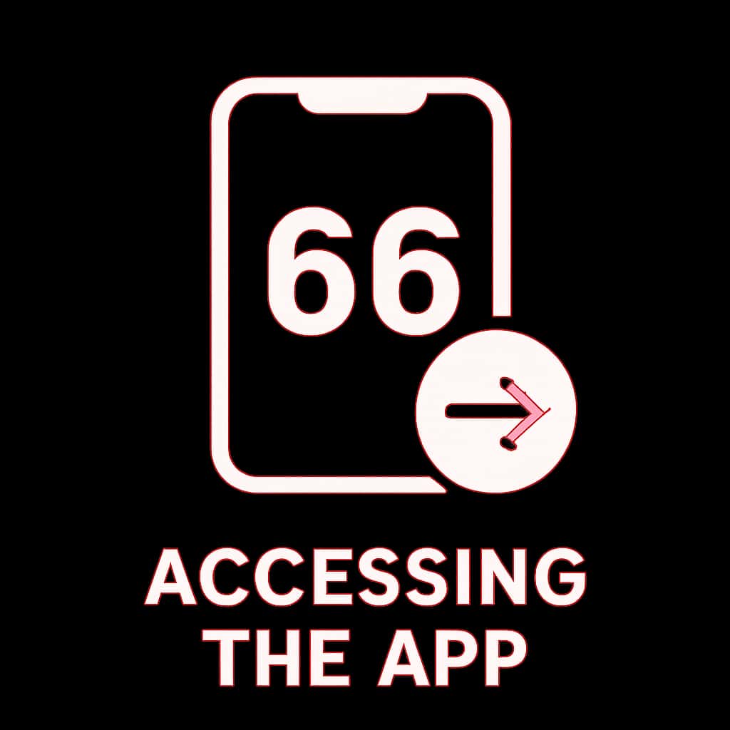 An icon representing guidance for Accessing the 66 Game App.