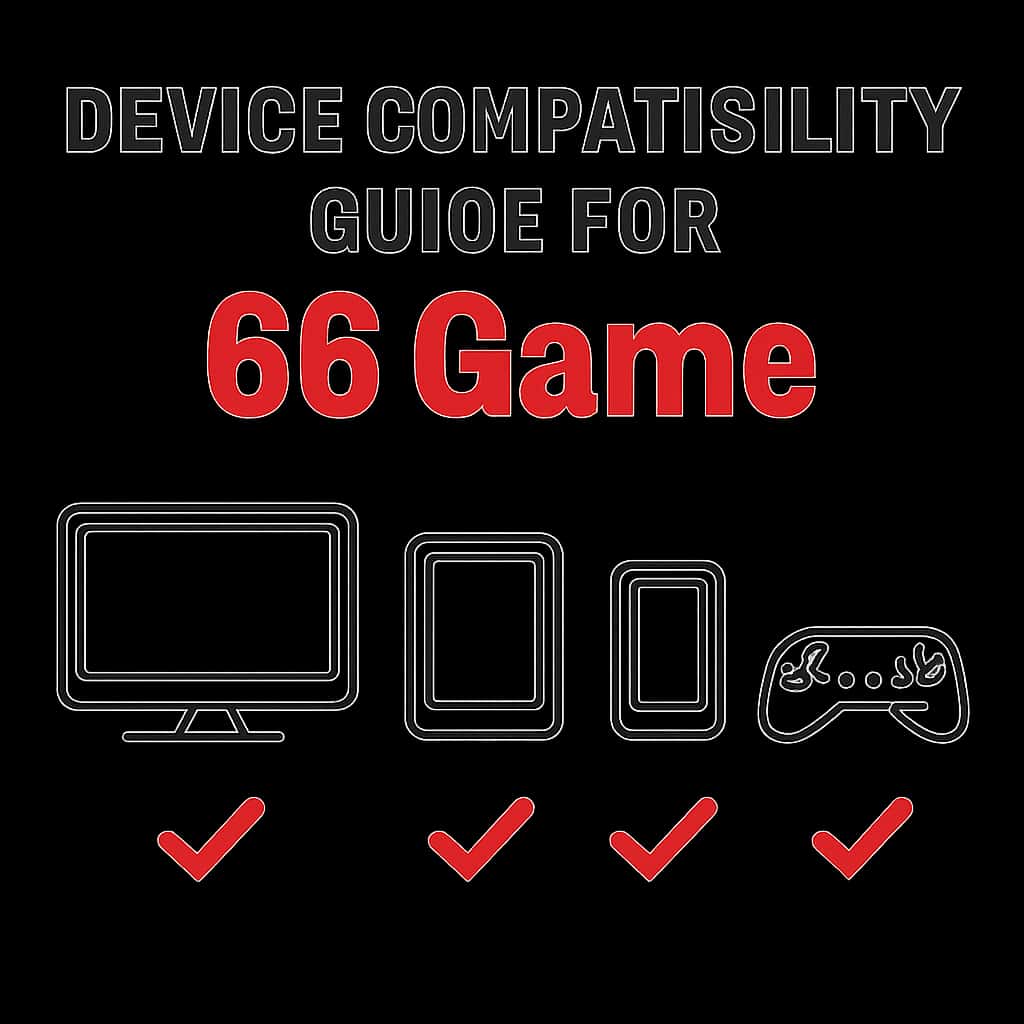 An educational diagram highlighting device compatibility factors for 66 Game.