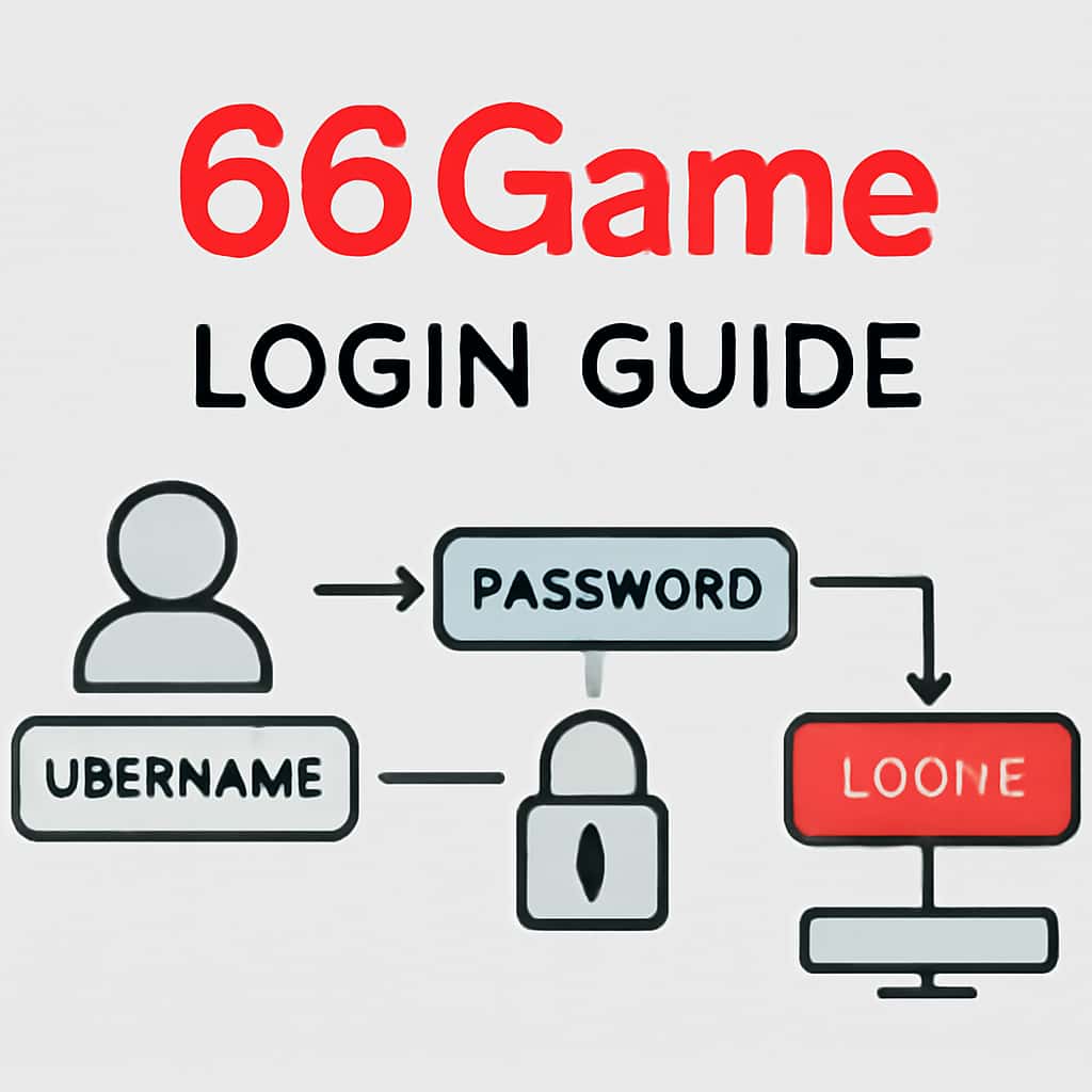 An educational diagram illustrating the login steps for 66 Game.