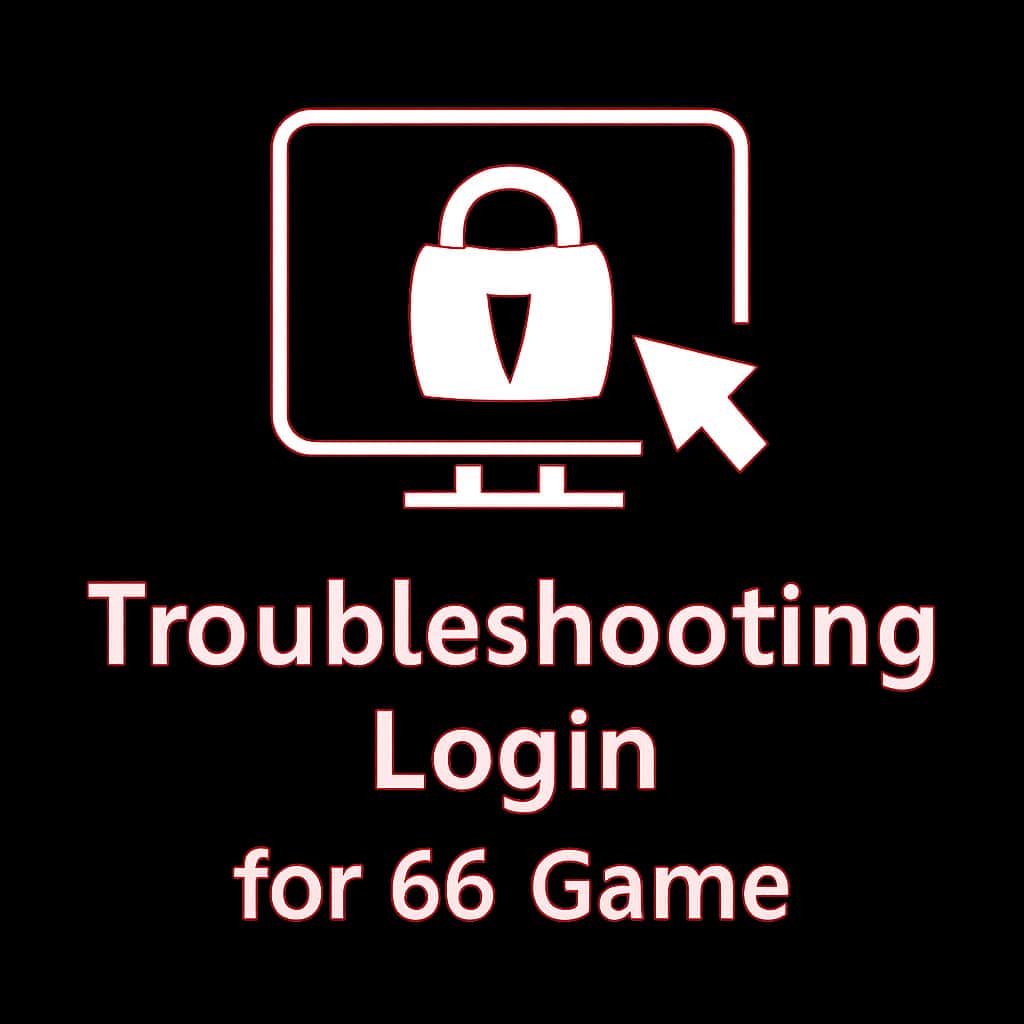 A badge representing troubleshooting login support for 66 Game.