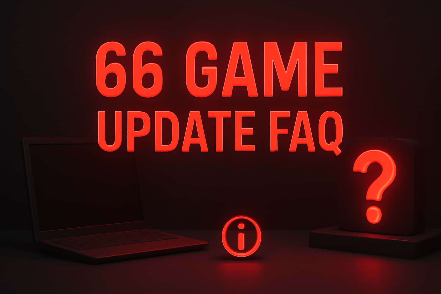 Informational scene depicting the 66 Game Update FAQ.