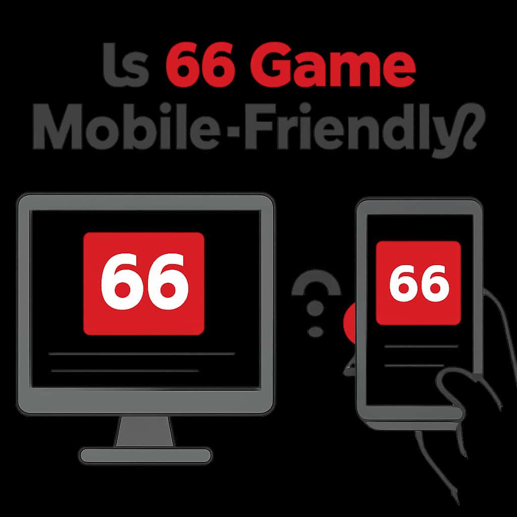 An educational illustration detailing mobile features of 66 Game.