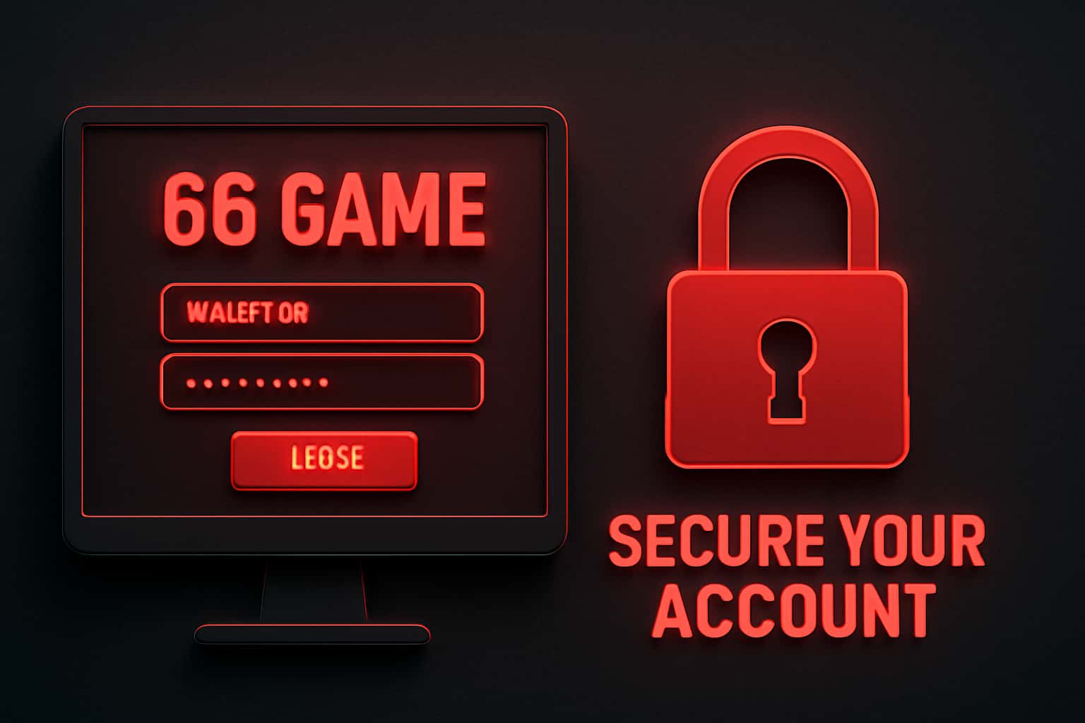 An educational scene about securing a gaming account with the text 'Secure Your 66 Game Account' in a futuristic style.